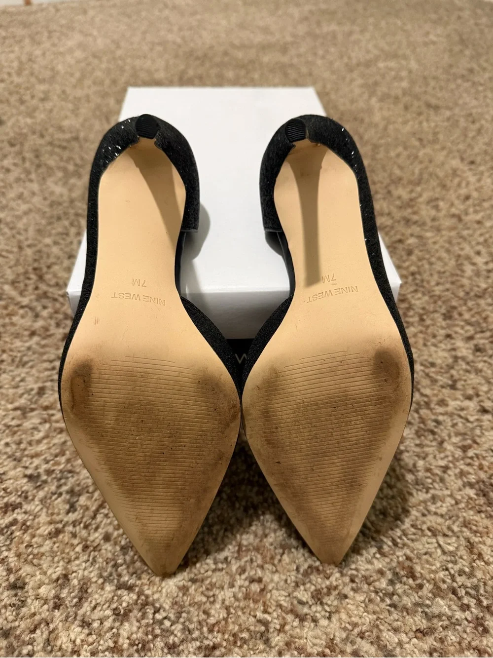 Nine West Black Glitter Pointed Toe D'Orsay Pumps